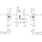 Entraxe 92 mm COULEUR INOX étroite Béquille double